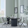 Bern Fluted Black 4 Seater Round Dining Set - 4 Diego Beige Leather Swivel Dining Chair-3
