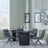 Bern Fluted Black 4 Seater Round Dining Set - 4 Diego Grey Leather Swivel Dining Chair-2