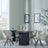 Bern Fluted Black 4 Seater Round Dining Set - 4 Ion Beige Velvet Fabric Swivel Dining Chair-2