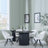 Bern Fluted Black 4 Seater Round Dining Set - 4 Ion Cream Velvet Fabric Swivel Dining Chair-5