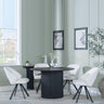 Bern Fluted Black 4 Seater Round Dining Set - 4 Ion Cream Velvet Fabric Swivel Dining Chair-5