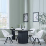 Bern Fluted Black 4 Seater Round Dining Set - 4 Ion Cream Boucle Teddy Fabric Swivel Dining Chair-5