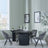 Bern Fluted Black 4 Seater Round Dining Set - 4 Ion Dark Grey Velvet Fabric Swivel Dining Chair-2