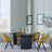 Bern Fluted Black 4 Seater Round Dining Set - 4 Ion Mustard Velvet Fabric Swivel Dining Chair-4