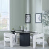 Bern Fluted Black 4 Seater Round Dining Set - 4 Kiefer Cream Boucle Fabric Dining Chair-2