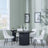 Bern Fluted Black 4 Seater Round Dining Set - 4 Peyton Cream Fabric Dining Chair-4
