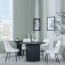Bern Fluted Black 4 Seater Round Dining Set - 4 Peyton Cream Fabric Dining Chair-4