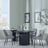 Bern Fluted Black 4 Seater Round Dining Set - 4 Peyton Grey Fabric Dining Chair-2