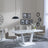 Clearance - Athos White Glass Dining Set - Bianco Beige Faux Leather Dining Chair-3