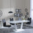Clearance - Athos White Glass Dining Set - Bianco Black Faux Leather Dining Chair-2