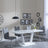 Clearance - Athos White Glass Dining Set - Bianco Grey Faux Leather Dining Chair