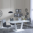 Clearance - Athos White Glass Dining Set - Bianco Grey Faux Leather Dining Chair