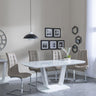 Athos White Gloss Dining Set - Jamison Beige Faux Leather Dining Chair-2