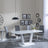 Athos White Gloss Dining Set - Jamison Grey Faux Leather Dining Chair