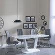 Athos White Gloss Dining Set - Jamison Grey Faux Leather Dining Chair