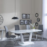 Athos White Gloss Dining Set - Jamison Grey Faux Leather Dining Chair