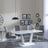 Clearance - Athos White Glass Dining Set - Jamison Grey Faux Leather Dining Chair-2