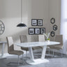 Clearance - Athos White Glass Dining Set - Roma Beige Faux Leather Dining Chair-2