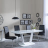 Clearance - Athos White Glass Dining Set - Roma Black Faux Leather Dining Chair-3