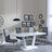 Clearance - Athos White Glass Dining Set - Roma Grey Faux Leather Dining Chair
