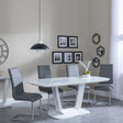 Clearance - Athos White Glass Dining Set - Roma Grey Faux Leather Dining Chair