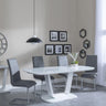 Clearance - Athos White Glass Dining Set - Roma Grey Faux Leather Dining Chair