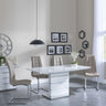 Rimini White Gloss Dining Set - Jamison Beige Faux Leather Dining Chair-2