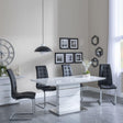 Clearance - Rimini White Gloss Dining Set - Jamison Black Faux Leather Dining Chair