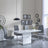 Rimini White Gloss Dining Set - Jamison Grey Faux Leather Dining Chair
