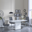 Rimini White Gloss Dining Set - Jamison Grey Faux Leather Dining Chair