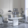 Rimini White Gloss Dining Set - Jamison Grey Faux Leather Dining Chair