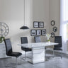 Clearance - Rimini White Gloss Dining Set - Roma Black Faux Leather Dining Chair-3