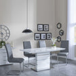 Clearance - Rimini White Gloss Dining Set - Roma Grey Faux Leather Dining Chair