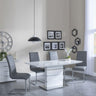 Clearance - Rimini White Gloss Dining Set - Roma Grey Faux Leather Dining Chair