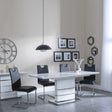 Rimini White Gloss Extending Dining Set - Bianco Black Faux Leather Dining Chair