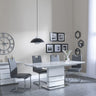 Rimini White Gloss Extending Dining Set - Bianco Grey Faux Leather Dining Chair-2