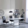 Rimini White Gloss Extending Dining Set - Roma Black Faux Leather Dining Chair-2