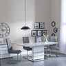 Rimini White Gloss Extending Dining Set - Roma Grey Faux Leather Dining Chair-3