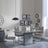 Rimini Grey Gloss Dining Set - Bianco Beige Faux Leather Dining Chair-3