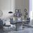 Rimini Grey Gloss Dining Set - Bianco Grey Faux Leather Dining Chair-2