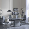 Rimini Grey Gloss Dining Set - Jamison Grey Faux Leather Dining Chair