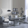 Rimini Grey Gloss Extending Dining Set - Bianco Grey Faux Leather Dining Chair-2