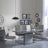 Rimini Grey Gloss Extending Dining Set - Roma Beige Faux Leather Dining Chair