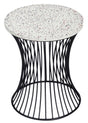 Ritz Terrazzo Drum Shape Accent Table, Black Wire Metal Base