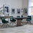 Catalina Black Ceramic Extending Pedastal Dining Set - Arctic Green Velvet Fabric Swivel Dining Chair
