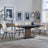 Catalina Black Ceramic Extending Pedastal Dining Set - Corona Beige Fabric Chairs-2