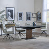 Catalina Black Ceramic Extending Pedastal Dining Set - Diego Beige Leather Swivel Dining Chair-3