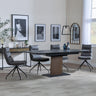 Catalina Black Ceramic Extending Pedastal Dining Set - Diego Grey Leather Swivel Dining Chair-2