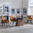 Danetti Dark Grey Ceramic Oval Dining Set with Bronze Pedestal Base - Ace Orange Fabric Swivel Dining Chair-3