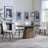 Danetti Dark Grey Ceramic Oval Dining Set with Bronze Pedestal Base - Corona Beige Fabric Dining Chair-2